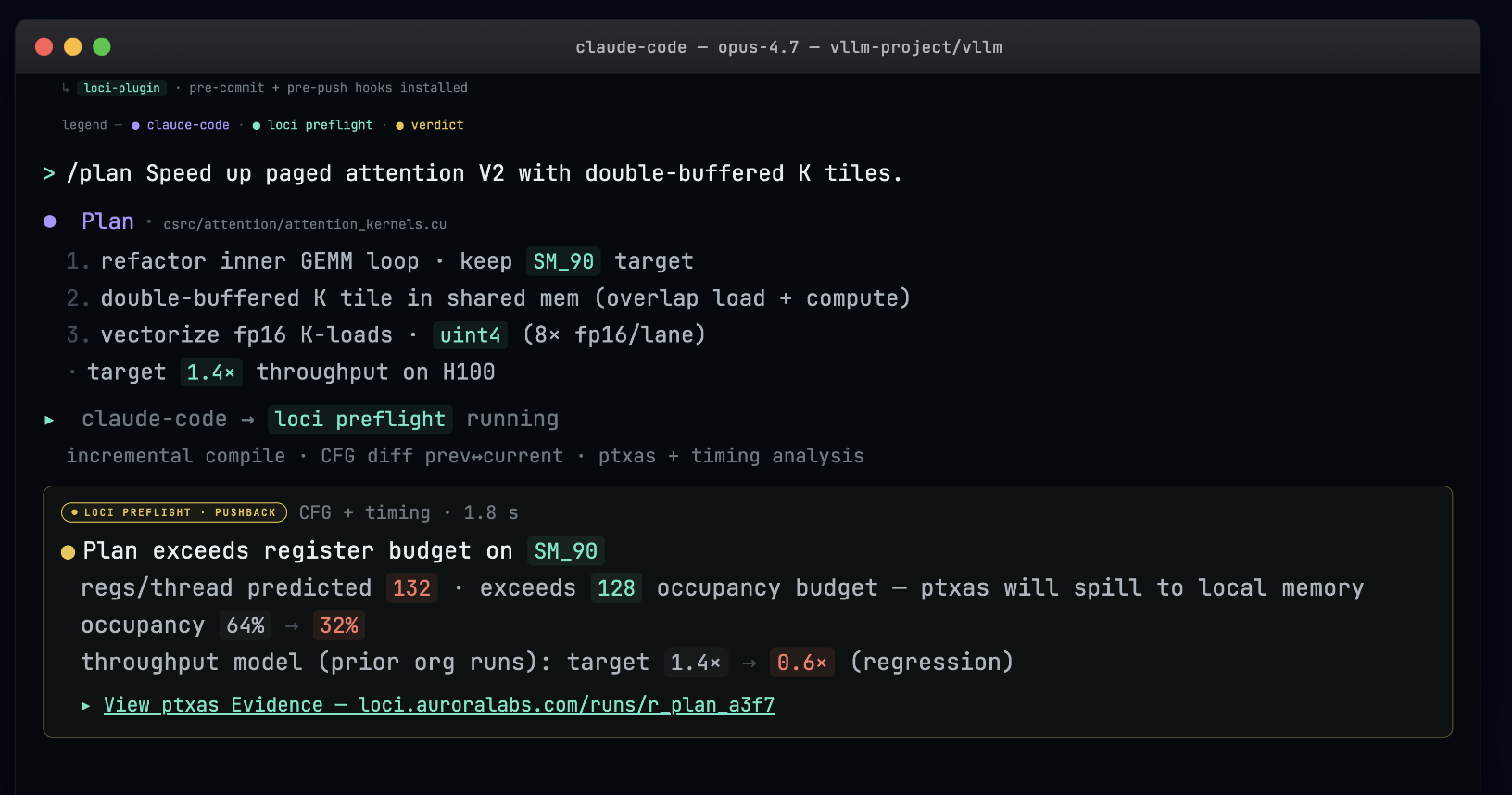 LOCI · CUDA /plan — end state preview